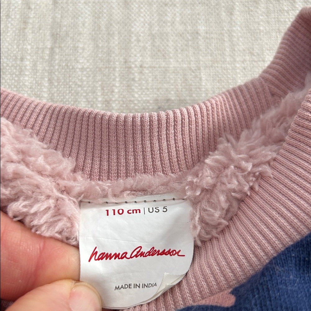 Hanna Andersson Sweatshirt Kids 5 Navy/Pink Unicorn Kids Fleece Lined - Picture 4 of 11